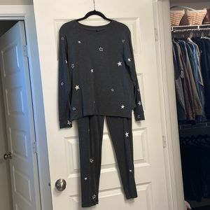 Loft knit jogger set , gray with stars size small